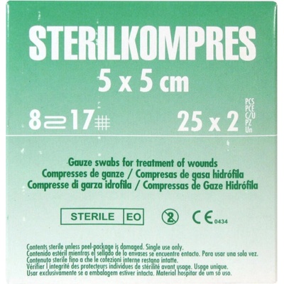Sterilkompres gáza kompresní sterilní 5 x 5cm/25 x 2 ks