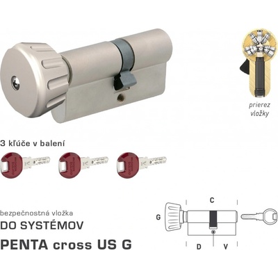 MP-KOVANIA DK - PENTA cross US G - s gombíkom NIM - nikel matný