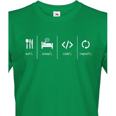 0235 tričko pro IT Eat, sleep code repeat zelená