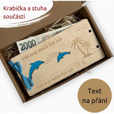 PanDatel Dřevěné pouzdro na peníze - DELFÍN - Váš text