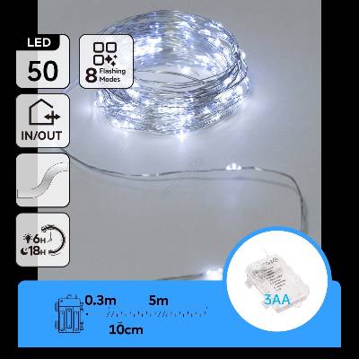 Aigostar - LED гирлянда 50xLED/3xAA 5, 3m студено бяло (AI2886)