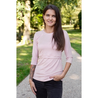 Jsem máma bambusové kojicí tričko s 3/4 rukávem pudrové