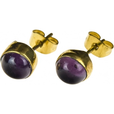 Sanu Babu peckové náušnice s polodrahokamem ametyst 8 mm puzetka