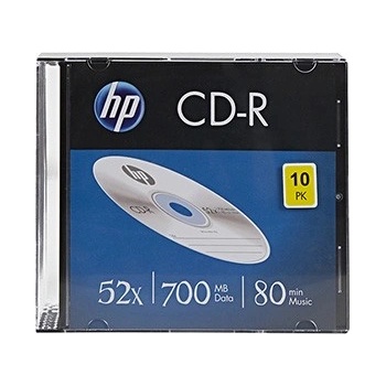 HP CD-R, CRE00085-3, 69310, 10-pack, 700MB, 52x, 80 минути, 12cm, без опция за печат, тънък корпус, за архивиране на данни (CRE00085-3)