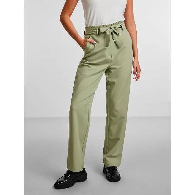 Панталони Pieces Boss Paperbag Straight Fit high waist pants - Green (Tea)