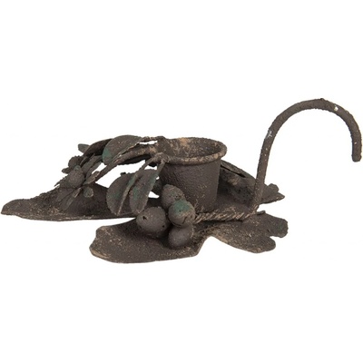 Hnědý kovový svícen s ouškem - 13*10*3 cm - Clayre & Eef