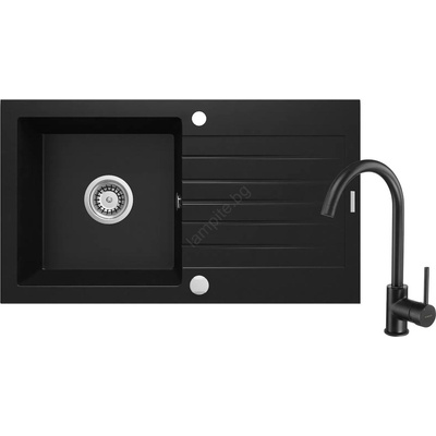 Deante ZQZVN113 - Мивка ZORBA 76x44 см с гранитен смесител, черен (DN0045)