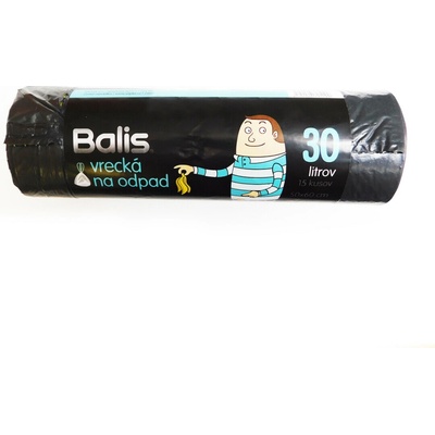 Balis Zaťahovacie vrecia na odpad 30 l 25 μm 15ks čierna