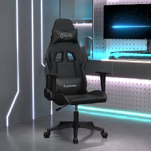 vidaXL Гейминг стол, черен, изкуствена кожа (3143695)