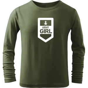 DRAGOWA детска тениска с дълъг ръкав Army Girl, маслиненозелена (7238)