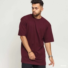 Urban Classics prodloužené bavlněné rovné pánské triko červená vínová