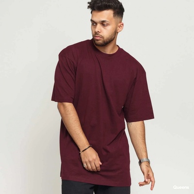 Urban Classics prodloužené bavlněné rovné pánské triko červená vínová