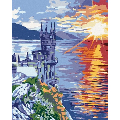 Zuty Malování podle čísel ZÁMEK NA SKÁLE A VÝCHOD SLUNCE