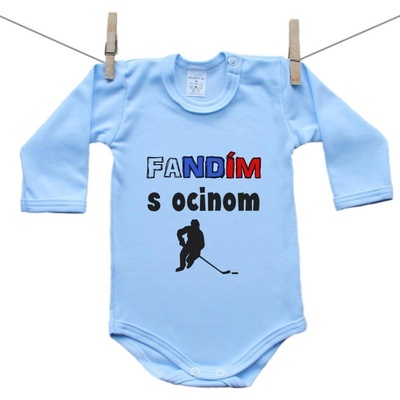Boodyy Modré body s dlhým rukávom Fandím s ocinom