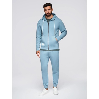 Ombre Clothing Мъжки спортен комплект суитшърт с качулка + панталони jogger - светло син V7 Z119 Ombre Clothing Ombre Clothing | Sin | МЪЖЕ | S