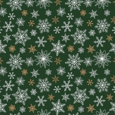 Vianočný vzor bavlnenej látky Vianočné Hviezdy na Zelenom, metráž 160 cm