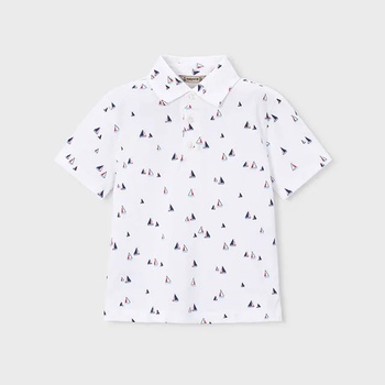 MAYORAL Бяла поло тениска къс ръкав лодки за мини момче Mayoral