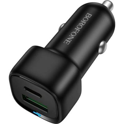 BOROFONE Зарядно за автомобил - Borofone (BZ34B) - USB-C + USB-A, PD20W, QC3.0, Dual Port, 38W - Черен