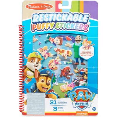 Znovupoužiteľné puffy samolepky Paw Patrol kniha aktivít 19 × 28 cm
