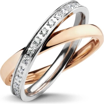 Bruno Pohyblivý prsten TWIST s kamínky ROSE GOLD S4063