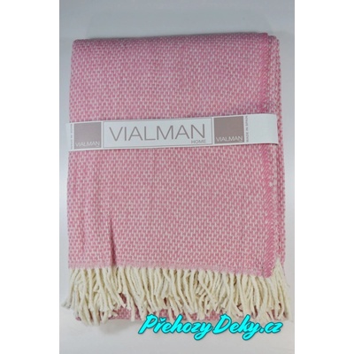 Vialman Pletený pléd s třásněmi Nepál 150x200 cm růžový