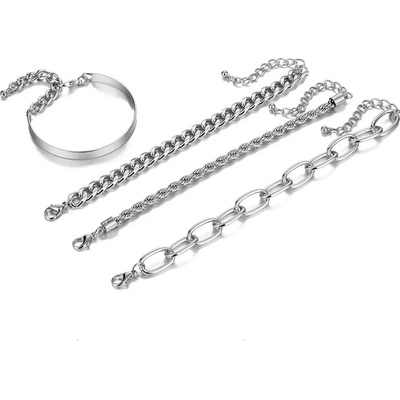 Масивни Гривни комплект сребристи