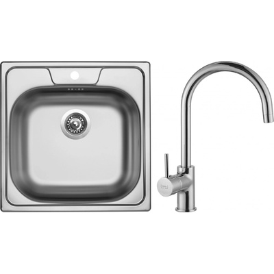 Set Sinks N7 (dřez Classic 480 V 0,5 mm, matný + baterie Vitalia Chrom - lesklý)