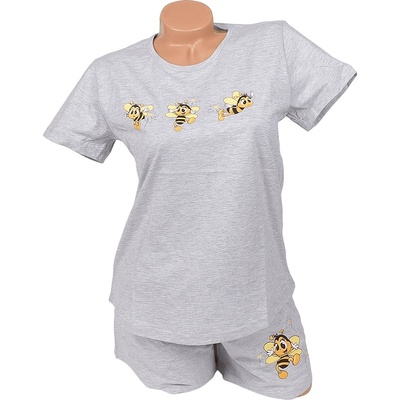 Дамска лятна пижама в светлосиво с пчелички