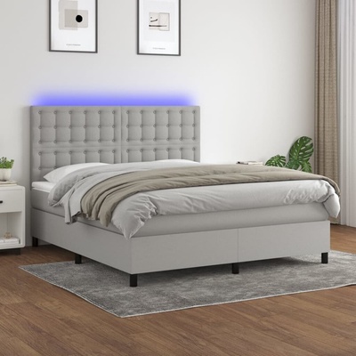 vidaXL 11461.3135205 Boxspring postel s matrací a LED světle šedá textil