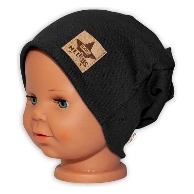 Baby Nellys dětská čepice s dvojitým lemem černá