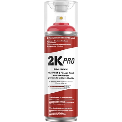 2K-PRO PU dvojzložková farba RAL 3000 400 ml lesklá ohnivá červená