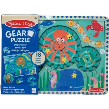 Melissa & Doug Дървен пъзел Melissa & Doug - Подводни съоръжения, 18 части (31003)
