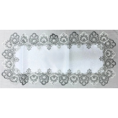 Top textil Prostírání s krajkou bílá/šedá 40x90cm