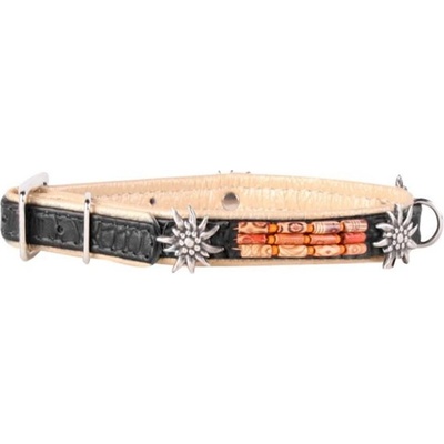 COLLAR Декориран кожен нашийник - 38 - 49см, 25мм - черно - бежово