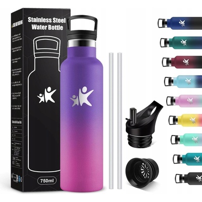 KollyKolla termoska 750 ml Tmavě fialová + Růžová Barbie