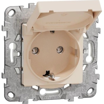 Image 1 of Schneider Electric SE Контакт шуко с капак IP44 с носеща рамка 2 мод. цвят Крем Unica - NU508244 (NU508244)