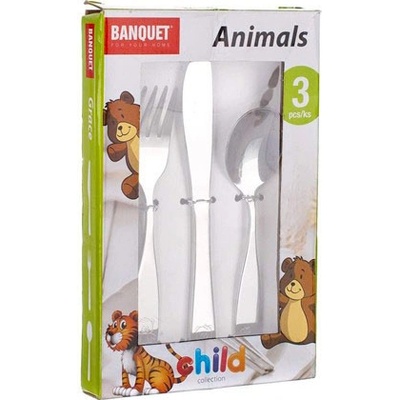 Banquet sada dětských příborů ANIMALS leštěná ocel 3 ks – Zboží Dáma