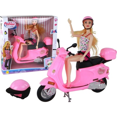 Lean Toys Súprava bábiky na ružovom skútri