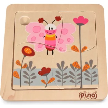 Image 1 of Pino Toys Дървен мини пъзел Pino от 4 части - Пеперуда (4733-1)