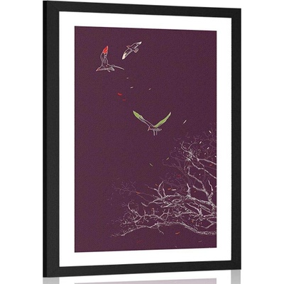 Plakát s paspartou létající ptáky - 40x60 no frame
