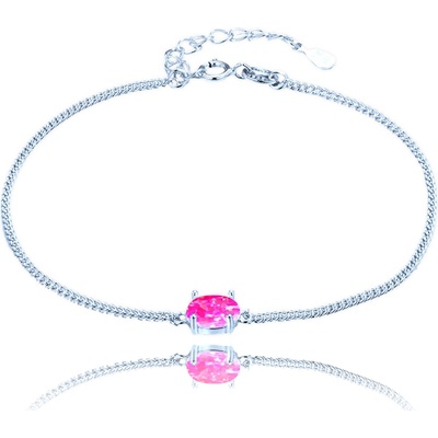 Minet stříbrný náramek s růžovým opálkem JMAS0295PB16