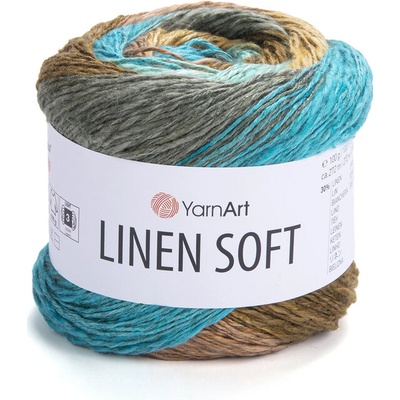 Yarn Art příze Linen Soft 7409 odstíny zelené a hnědé