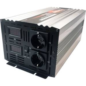Houli Power Inverter инвертор на напрежение от 12V на 230V, 3000W/6000W, чиста синусоида, 2 контакта (HPZD0030U 12V/50Hz/230V/EU)