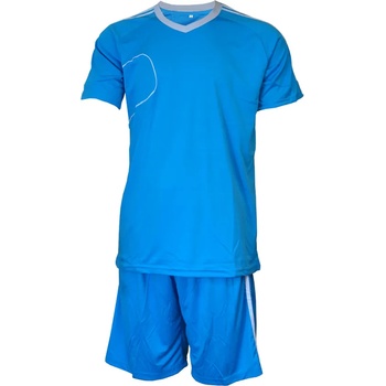 Футболен екип, фланелка с шорти светло синьо и бяло