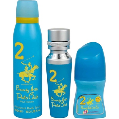 Beverly Hills Polo Club Комплект Beverly Hills Polo Club: No. 2 Парфюм За жени 50 мл + No. 2 Антиперспирант Дезодорант Рол-он За жени 50 мл + 1982 - Sport 2 Свежест Спрей за тяло 150 мл