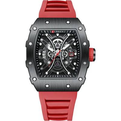 Curren Мъжки часовник Curren Enigma, Силиконова каишка, Червен (CURREN-8438-RED)