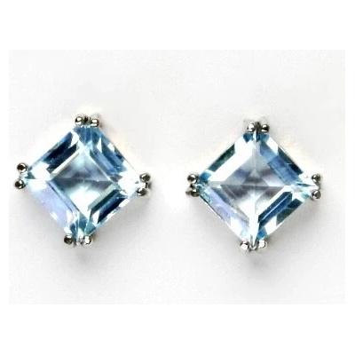 Čištín Stříbrné náušnice, přírodní topaz sky 8x8 mm NŠ 1259