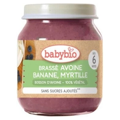 Bebybio Био Плодово пюре - Овес, Банан и Синя боровинка (6+ месеца) - 130г - Babybio (4113)