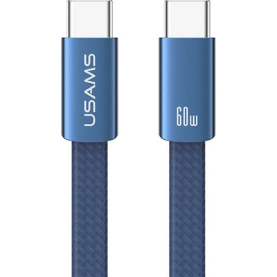 Usams SJ783 opletený nabíjecí a datový s podsvícením - USB-C na USB-C 1,2m modrý