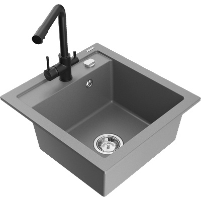 Mexen Vito мивка от гранит с 1 камера с кухненски смесител Duero, сив - 6503-71-671600-70 (6503-71-671600-70)